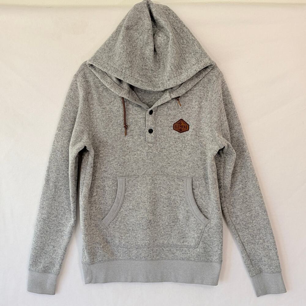 Element Hoodie Gray Mens Size Medium Soft Knit Sweatshirt Pullover with Pocket